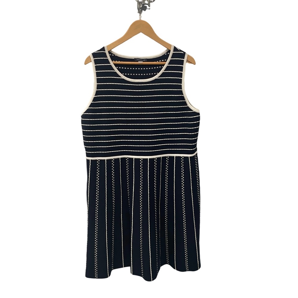 TOMMY HILFIGER Navy White Striped Fit & Flare Knitted Cotton Blend Dress Plus 1X - Picture 3 of 7